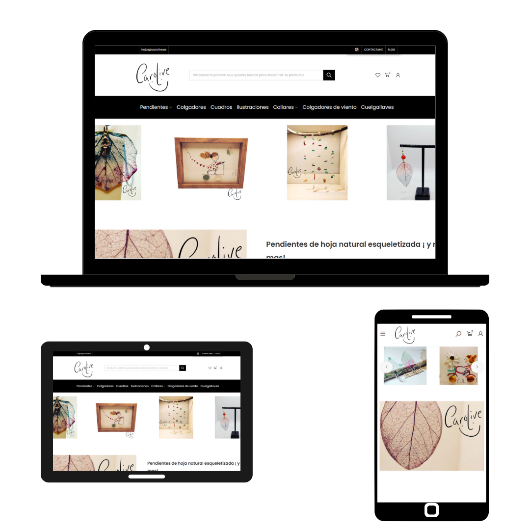 Ecommerce Prestashop tienda online pendientes hechos a mano